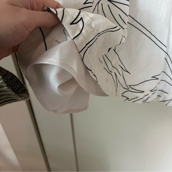 Banana Republic Linen Blend Mini Dress Size 4P Stone Washed Tropical Print - Picture 4 of 8